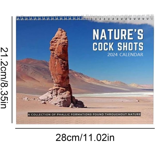 Hane Naturkalender 2024 | Naturens Dick Pics Prank Gift | Hengende veggkunst månedlig familiekalender | Morsomme og morsomme gaver til voksne