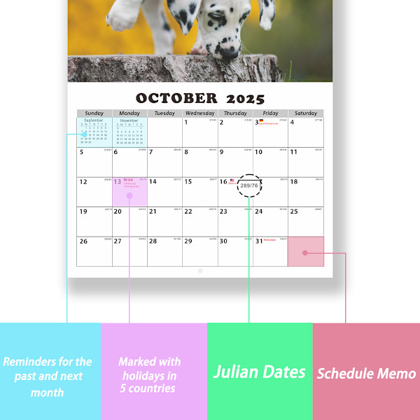 2025 Hund Väggkalender Djur Stil Kalender