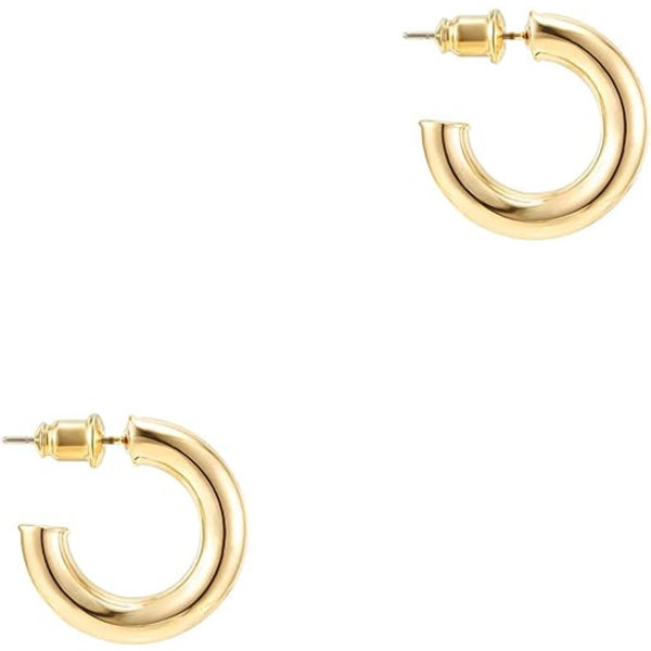 14K forgyldt letvægts chunky åbne hoops | Guld creol øreringe til kvinder