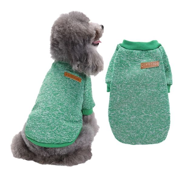 Hunde Tøj Hund Sweater Blød Fortykkelse Varm Hvalp Hunde T-shirt Vinter Hvalp Sweater til Hunde (Stor, Grøn)