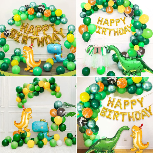 Dinosaur Bursdagsfest Dekorasjoner Dinosaur Ballong Garland Arch Kit Festartikler for Happy Birthday Ballong for Barnefest, Dusj, Feiring