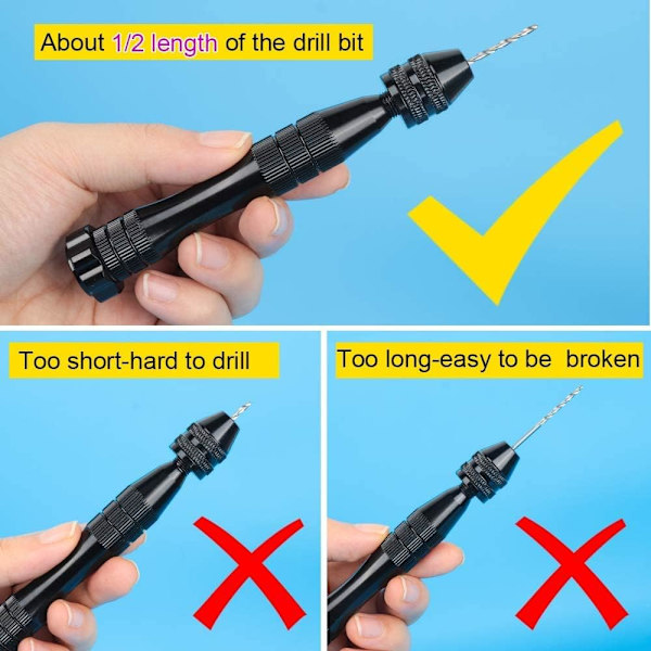 Pin Vise for Resin Casting Molds, Stålhåndboremaskin, Resin Drill med 10 PCS Drill Bit, Precision Hand Drill Tools（Svart）
