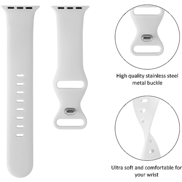 Bånd som er kompatible med Apple Watch 38 mm 40 mm 41 mm , erstatningsarmbånd i myk silikon sportstilbehør for kvinner, menn（Hvit）