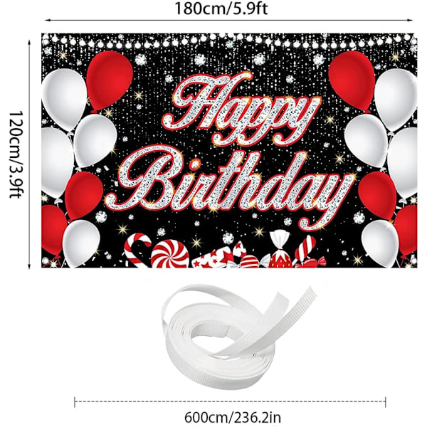 Röd och svart grattis på födelsedagen bakgrund glitter diamanter födelsedag födelsedagsfest bakgrund festdekoration banderoll fotobås fotografering studio rekvisita