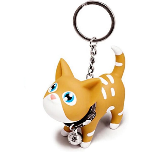 Cat Kitten Keyrings Key Chains for Car Keys Kawaii Adorable Bag Pendant Toy,Gift Idea for Girls, Women and Men,black and yellow,2pcs