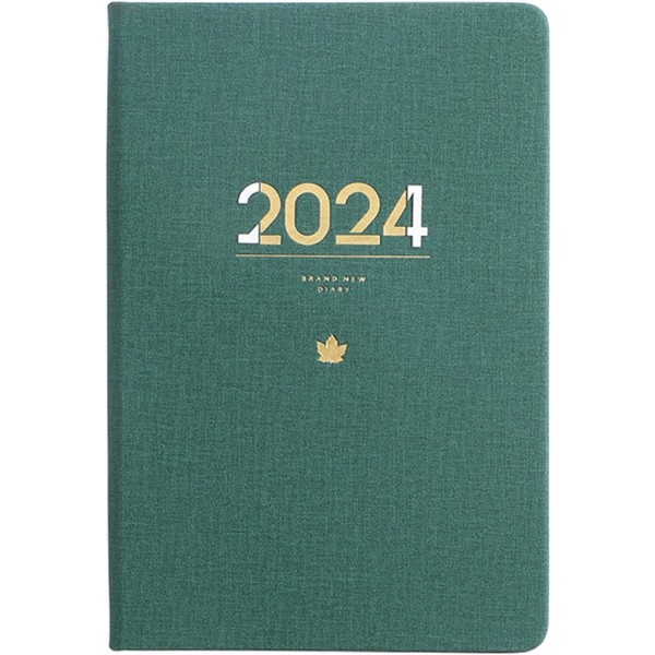 2024 Månedlig Planlægger Kunstlæder Cover 12 Måneders A5 Kalender Notebook 155 Ark Wire Binding Månedlige Faner Agenda Bog Agenda Bog, Grøn