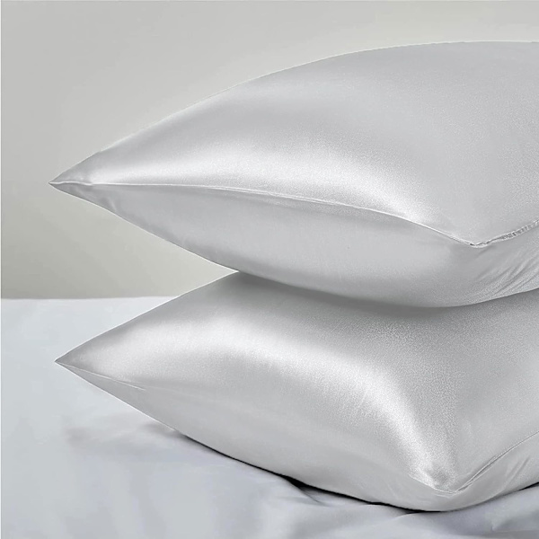 Tyynyliinat Queen Size -setti 2, satiinipäällinen 20x30 tuumaa, tyynynpäälliset kirjekuorella, hengittävä, ihoystävällinen (valkoinen)