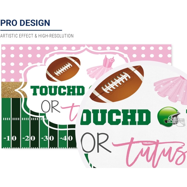 Touchdowns eller Tutus Kjønnsavsløring Bakgrunn Gutt eller Jente Han eller Hun Rosa eller Blå Prins eller Prinsesse Baby Shower Bakgrunn Banner Dekorasjoner