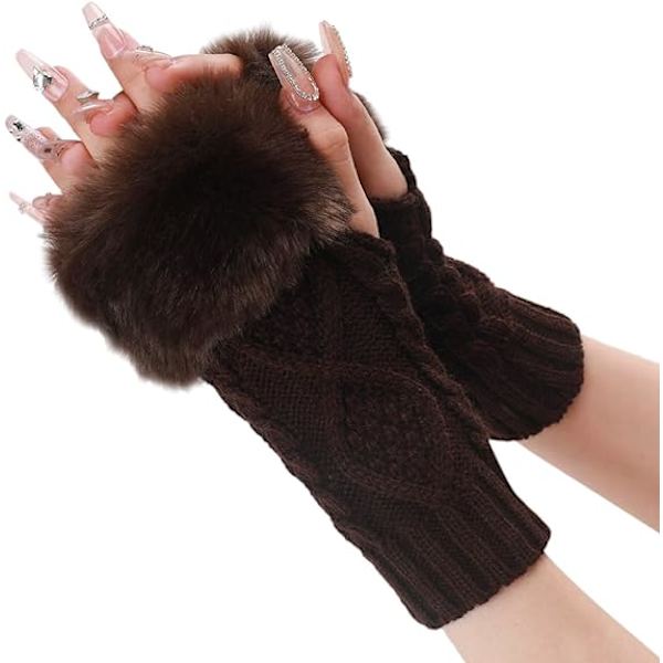 2 par vantar för kvinnor - Vinterhandskar - Ärmar för kvinnor - Varma - Unisex - För att hålla kvinnor - Stretchiga manschetter, B