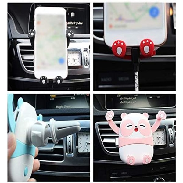 Cartoon Cute Panda Car Holder, Universal Car Mobile Holder, 360 graders drejelig telefonholder Gravity Air Outlet Car Bracket