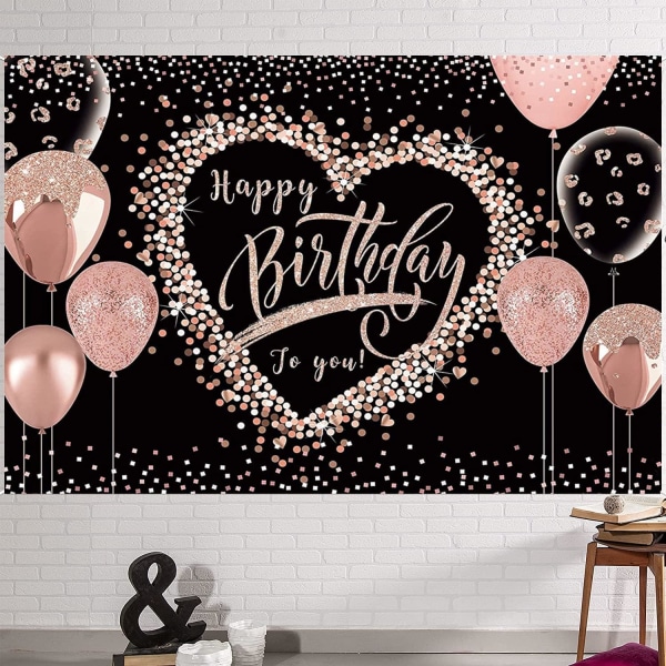 Happy Birthday to You Backdrop Glitter Rose Gold Happy Birthday Background Banner Birthday Party Decorations for Princess Birthday Supplies