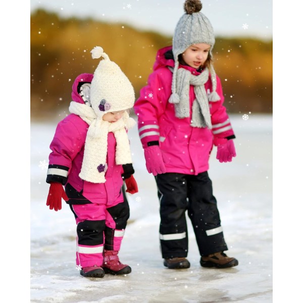 4 par Fleecehansker for barn Varme vinterhansker Helfingre Polarvotter for gutter Jenter Barn Utendørsaktiviteter, Rosa, Beige, Rød, Rose Rød, M