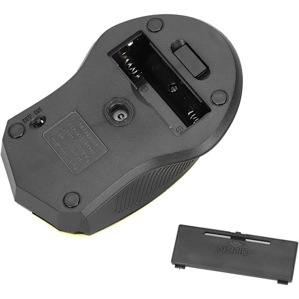 Trådløs mus, 1600DPI mus, 2.4G ergonomisk USB-mus til pc med USB-modtager, optisk mus computermus til computere og bærbare computere (gul)