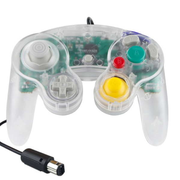 Gamecube Gamepad, 2-pack klassisk gamepad med vibrationsjoystick Transparent White