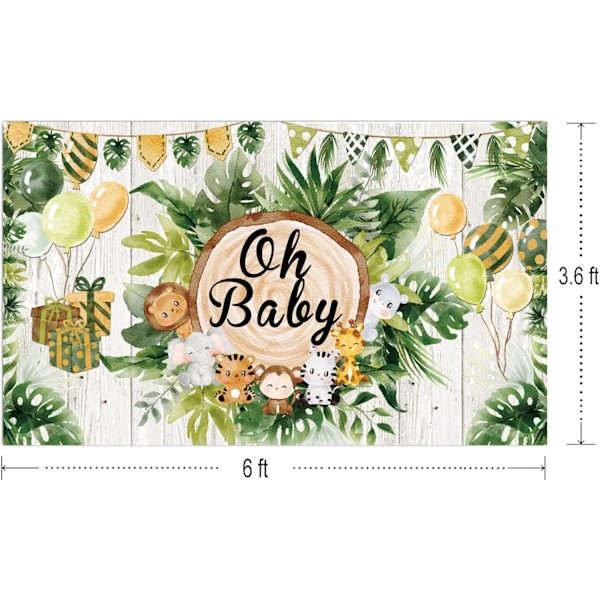 7x5ft Safari Jungle Animals Oh Baby Baggrund Vildt Skilt Banner Dreng Baby Shower Dekoration Tilbehør Dekorationer