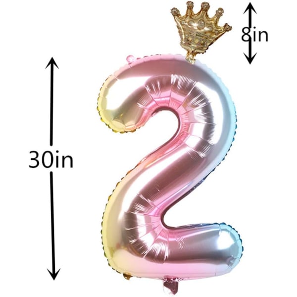 Alumiinikalvo 32 tuuman numero (2), kruunu alumiinifolio numero ilmapallo, syntymäpäiväjuhlien koristelu kaasu ja hääpäivän ilmapallo teemajuhlat.