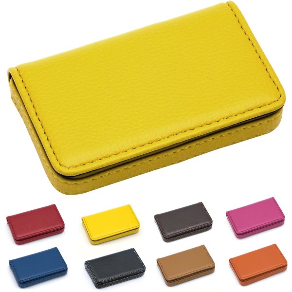 Visittkortholder luksus PU-skinn, visittkortholder lommebok Kredittkort-ID-etui/holder - Hold visittkortene dine rene, gule