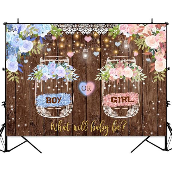 Ønskeflaske Køn afsløring Baggrund Dreng eller pige Hvad vil baby være Rustik Blomster Baggrund Køn afsløring Fest Dekorationer Banner Baggrunde 7x5ft
