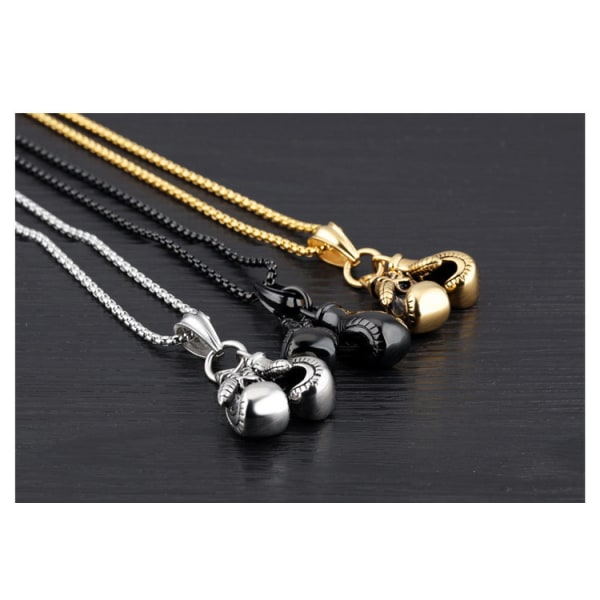 Halsband för kvinnor Trendiga lagerhalsband Pojkar Charm Sport Mode Kedja Guld Stål för män Legering Boxning Titan Chunky (Svart, En storlek)