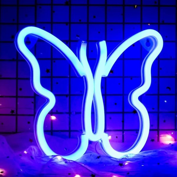 Sommerfugl Neon Lys til Soveværelse, Lys Op Skilt Nyhed Cool til Soveværelse, Værelse, Væg Dekoration, Bar, Fest, Jul, Fødselsdag-blå