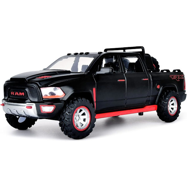 RAM 1500 lava-autolelut pojille 4-7-vuotiaille, painevalettu metallimalliautot, avattavat ovet, vetämällä taaksepäin -leluautot valoilla ja äänillä, musta