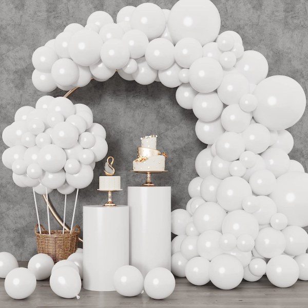 129 stk hvite ballonger forskjellige størrelser 18 12 10 5 tommer for Garland Arch, party lateksballonger