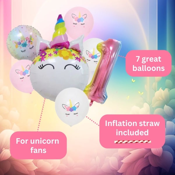 Unicorn Fødselsdagspynt - Nummer 5 Ballon Pink Gradient, Unicorn Balloner, Unicorn Party Decorations, Unicorn Party Supplies 5th Birthday Party