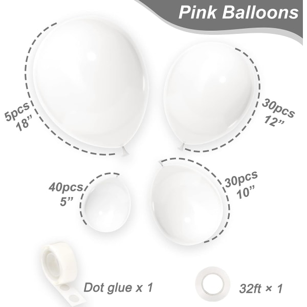 Hot Pink balloner forskellige størrelser 105 stk 5/10/12/18 tommer til Garland Arch, latex fest balloner til bryllup fødselsdag baby shower