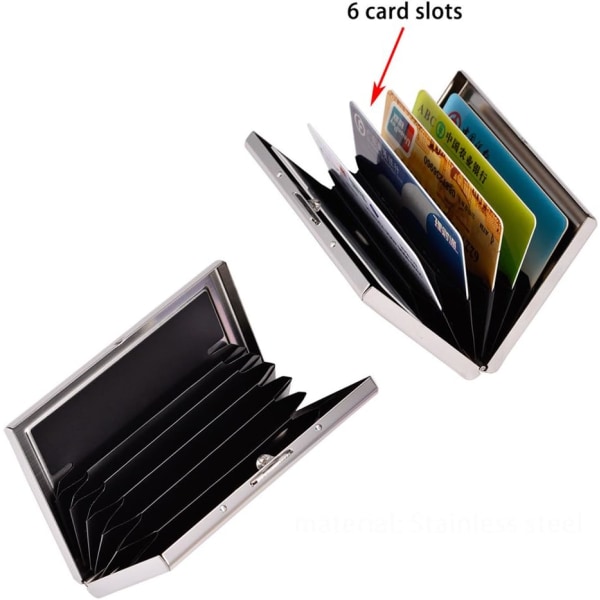 Kredittkortholder i rustfritt stål Kredittkortholder Metall ID-kortholder Lommebøker Visittkortholder for kvinner eller menn Svart