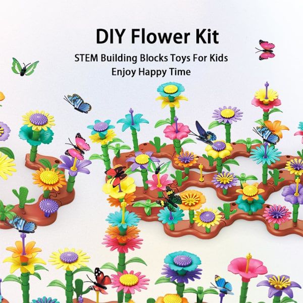 Opgrader blokke legetøj blomsterhave til piger legetøj STEM, pædagogisk legetøj havearbejde lade som om leg sæt opgradering DIY blomst stable legetøj 90PCS