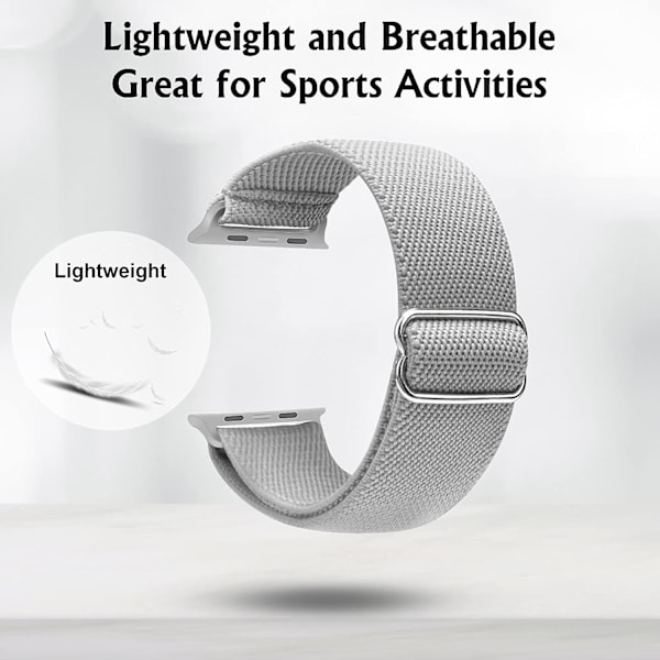 Strækbar urrem kompatibel med Apple Watch-rem 45mm 44mm 42mm Komfortabel justerbar sportsrem til kvinder og mænd - lysegrå