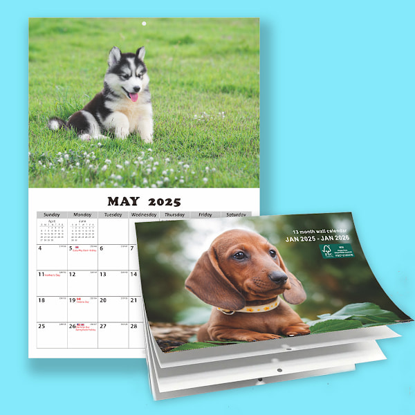 2025 Hund Väggkalender Djur Stil Kalender