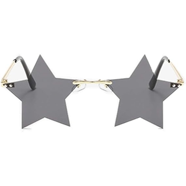 Rimless stjärnformade solglasögon Personlighet Solglasögon för kvinnor/män Festglasögon personlighet pentagramglasögon