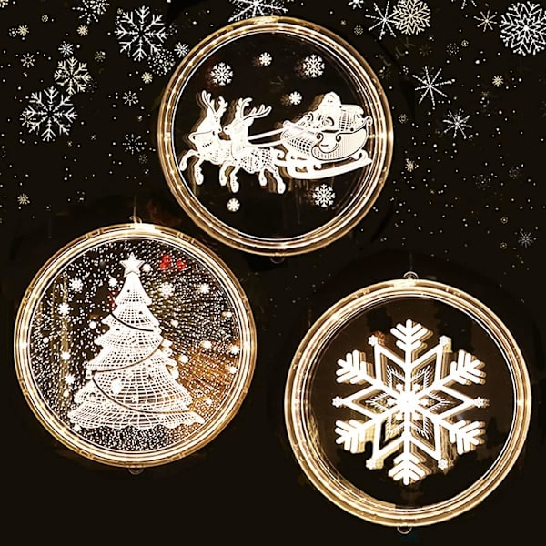 Batteridrivna LED-julgransljus, julgransljus, julgransdekoration, med sugkoppar och krokar (16 cm, tomte)