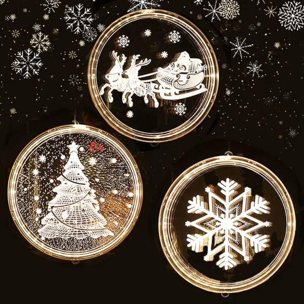 Paristokäyttöiset LED-joulukoristevalot, joulukuusenvalo, joulukoristeen lahja, imukupeilla ja koukuilla (16 cm, Joulupukki)