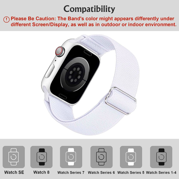 Strækbart urbånd kompatibelt til Apple Watch bånd 41 mm 40 mm 38 mm Komfortabelt justerbart sportsbånd til kvinder mænd - hvid