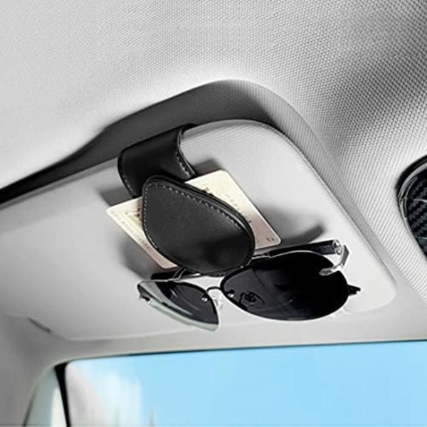 2-pack Bilglasögonhållare Universal bilvisir Solglasögonhållare Clip Läder Glasögon Glasögonhängare och biljettkort Clip Mount för bil-grå
