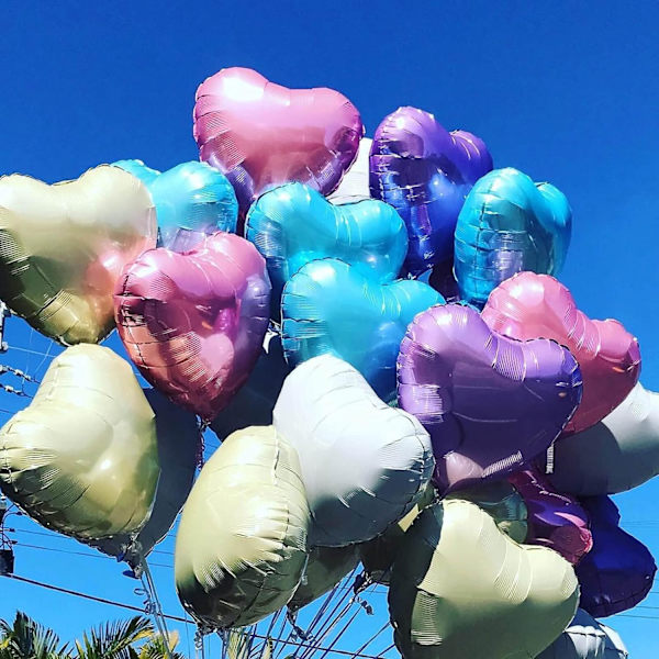 10 stk. perleblå hjerteformede folieballoner 18 tommer hjerte Mylar balloner til babyshower bryllup Valentinsdag dekorationer kærlighedsballoner