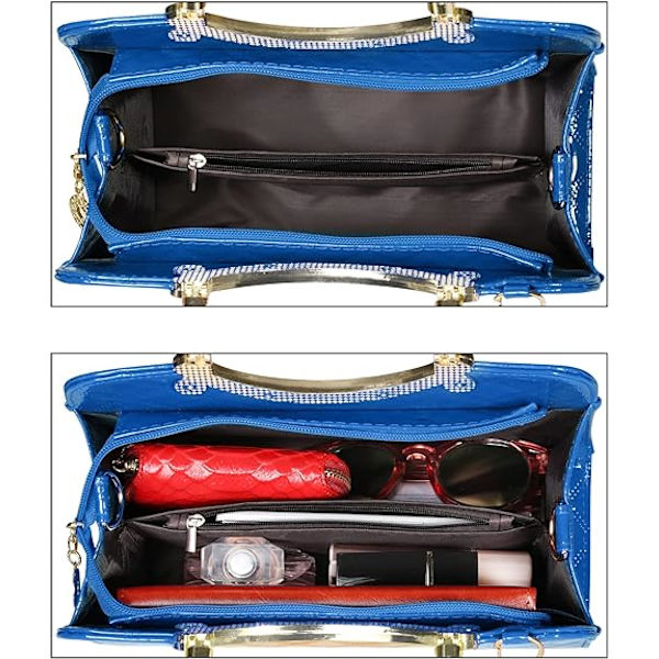 Skinnende Laklæder Dame Punge Satchel Håndtasker Damer Mode Top Håndtag Håndtasker Crossbody Skuldertasker