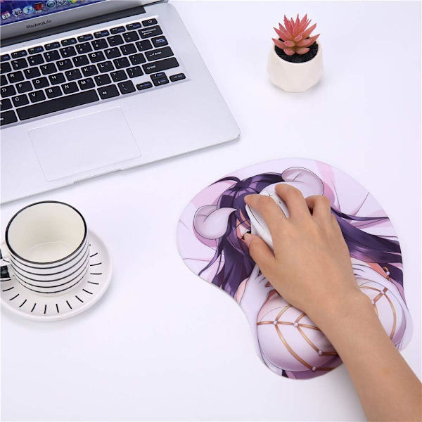 Overlord Nya Albedo 3D Musmattor Flickan Anime Musmattor med handledsstöd 2-vägs hud (Overloard Nya)