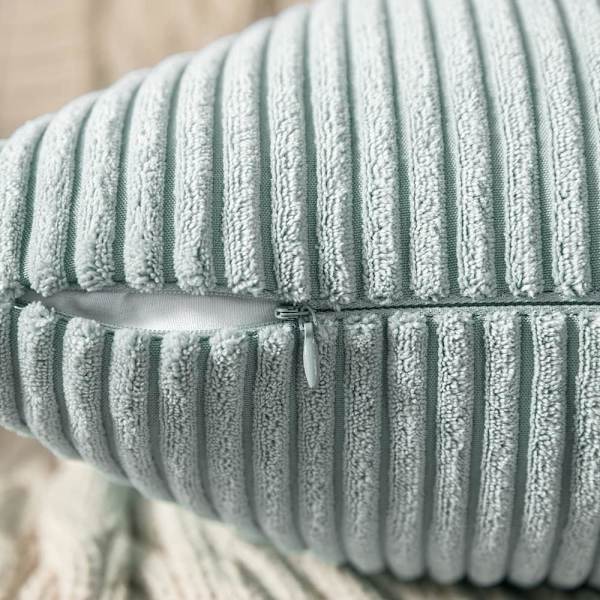 2-pack mjuka korduroy örngott, enfärgade randiga prydnadskuddfodral, dekorativa kuddfodral, 20 x 20 tum, mintgröna