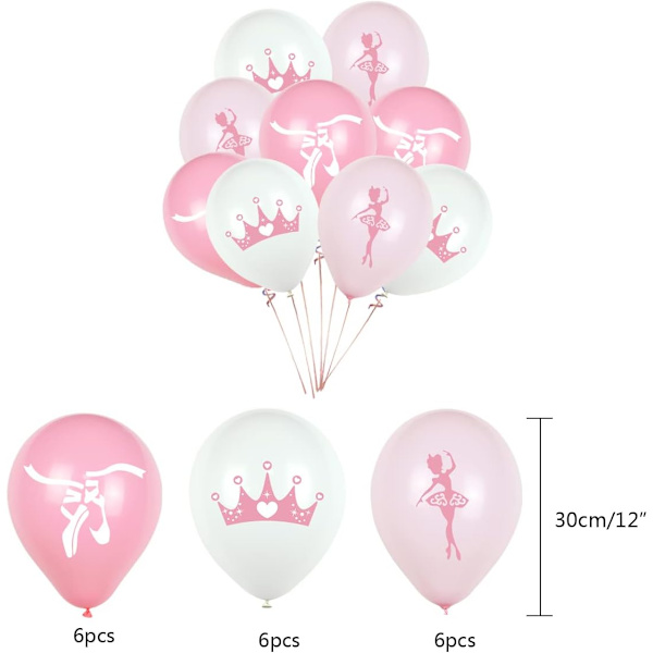 Ballon Dekorationer til Ballet Fest, 18 stk. Dansende Ballerinaer Rosa Hvide Balloner til Pige Prinsesse Fødselsdag Baby Shower Bryllupsfest Dekorationer