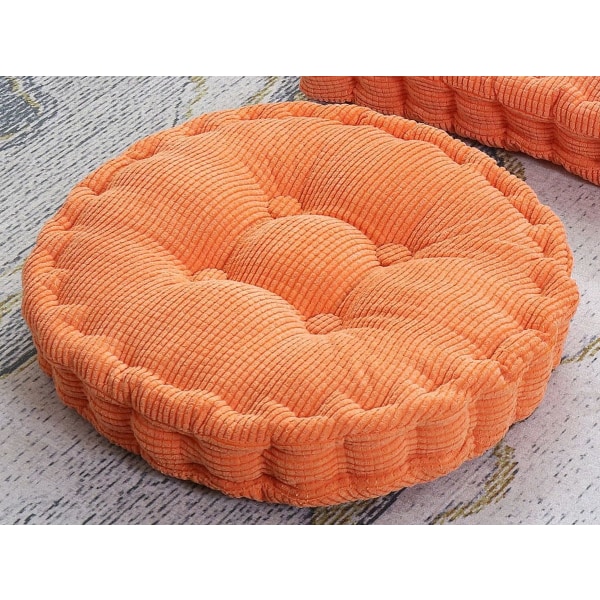 2 stk gulvpude, firkantet og rund meditationspude, fløjl sædehynde, dekorativ stolepude (15,8×15,8 tommer ×40 cm, orange, rund)