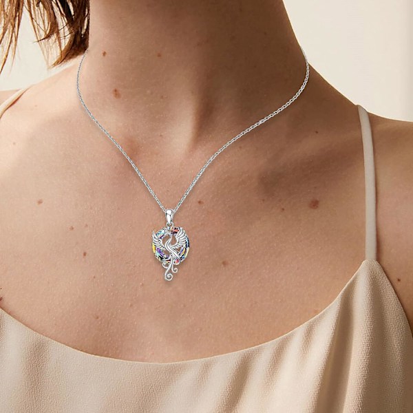Phoenix Halsband Present till Kvinnor 925 Sterling Silver Nirvana av Phoenix Firebird Hänge Smycken för Flickor Mamma Dotter