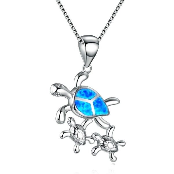 Sea Turtle Pendant Necklace for Women Men Girls Boys, Silver Plated Link Chain Animal Jewlery