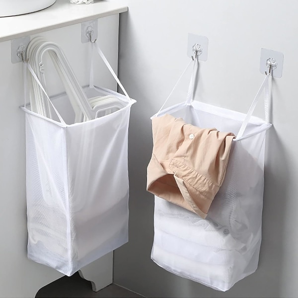 Lille sammenklappelig plastik hængende vasketøjskurv med håndtag - velegnet til sovesal