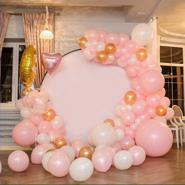 Vaaleanpunaiset ilmapallot 12 tuumaa, 100 kpl pastellivaaleanpunaisia ​​lateksiilmapalloja syntymäpäivän Baby Shower -juhliin (vaaleanpunaisella nauhalla)