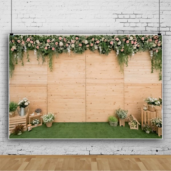 Beautiful flower wall pink flower grass wedding party decoration vinyl photo background cloth