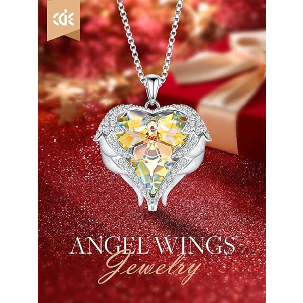 Angel Wing Love Heart halskæder til kvinder, sølvfarvet/guldtone vedhæng halskæde smykkegaver til hende til jul, valentinsdag