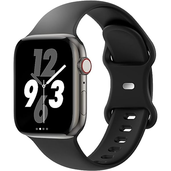 Band kompatibel med Apple Watch 38mm 40mm 41mm, ersättning mjuk silikon sport tillbehör armband armband för kvinnor män（Svart）